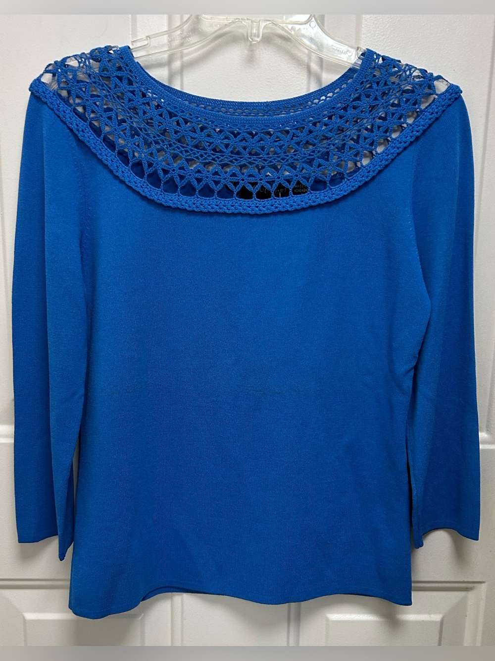 Ziani Couture Royal Blue Crochet Yoke Top